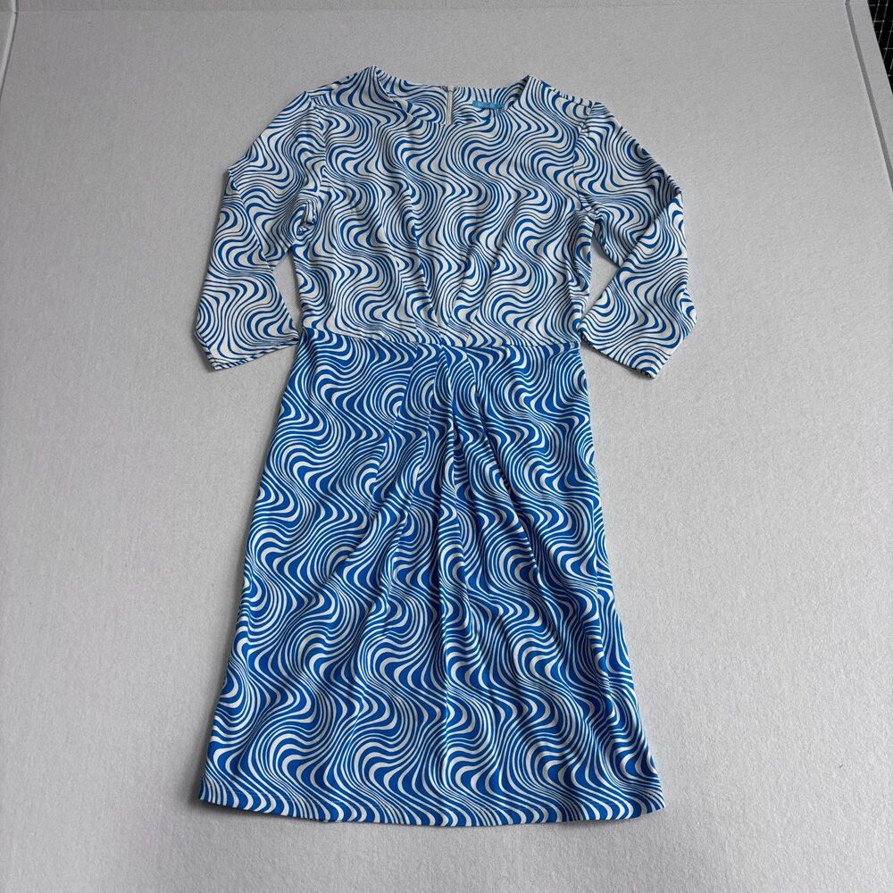 J. Mclaughlin Catalina Cloth Mia Dress Women's S Oahu Waves Pattern Blue White
